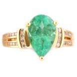 Emerald and diamond ring