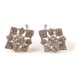 A pair of diamond set snowflake pattern earrings