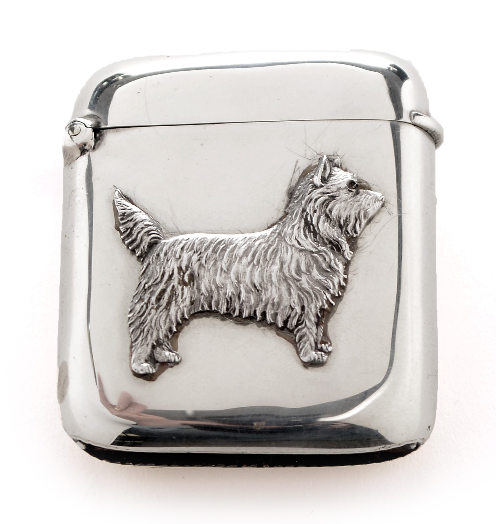 Cairn Terrier pattern silver vesta case