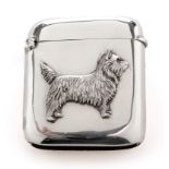 Cairn Terrier pattern silver vesta case