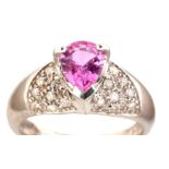 Pink sapphire and diamond ring