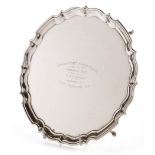 A George V silver salver by Barker Brothers