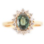 Alexandrite and diamond cluster ring