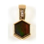 Ammolite and diamond pendant