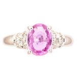 Pink sapphire and diamond ring