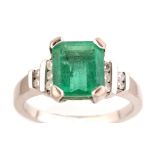 Emerald and diamond ring