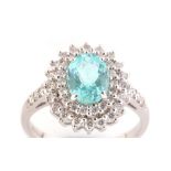 Apatite and diamond cluster ring