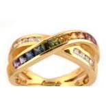 Coloured gemstone and diamond ring