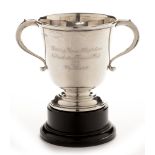 Silver two handled trophy cup