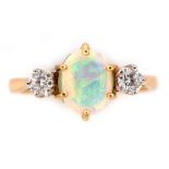 Opal and diamond ring