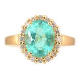 Apatite and diamond cluster ring