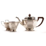Art Deco three piece silver tea service