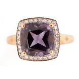 Amethyst and diamond cluster ring