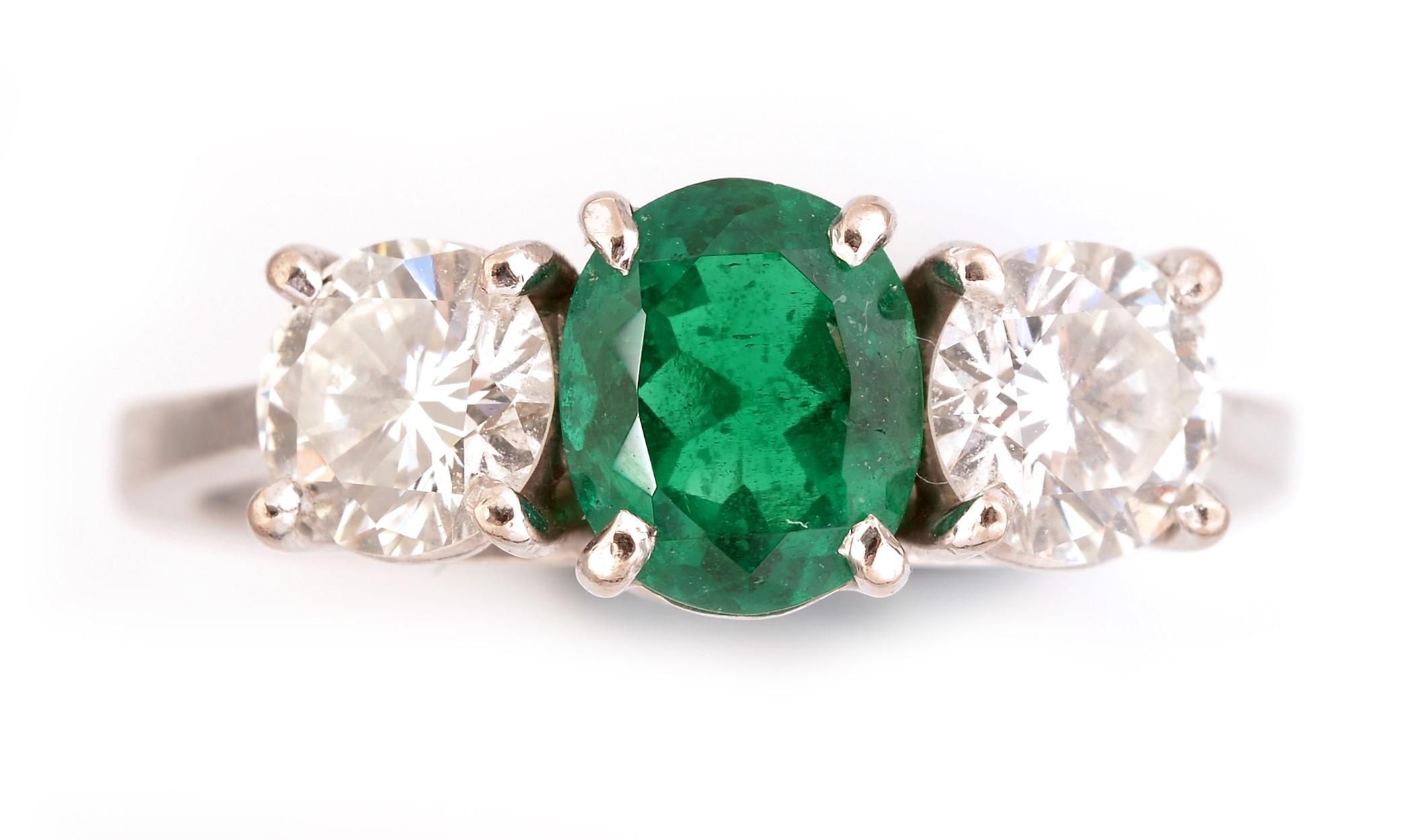 Emerald and diamond ring