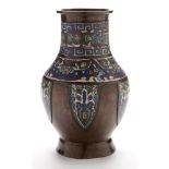 Chinese champleve enamel vase