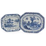 Two Chinese blue and white Qianlong serving dishes