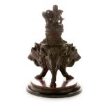 19th Century patinated bronze inkwell