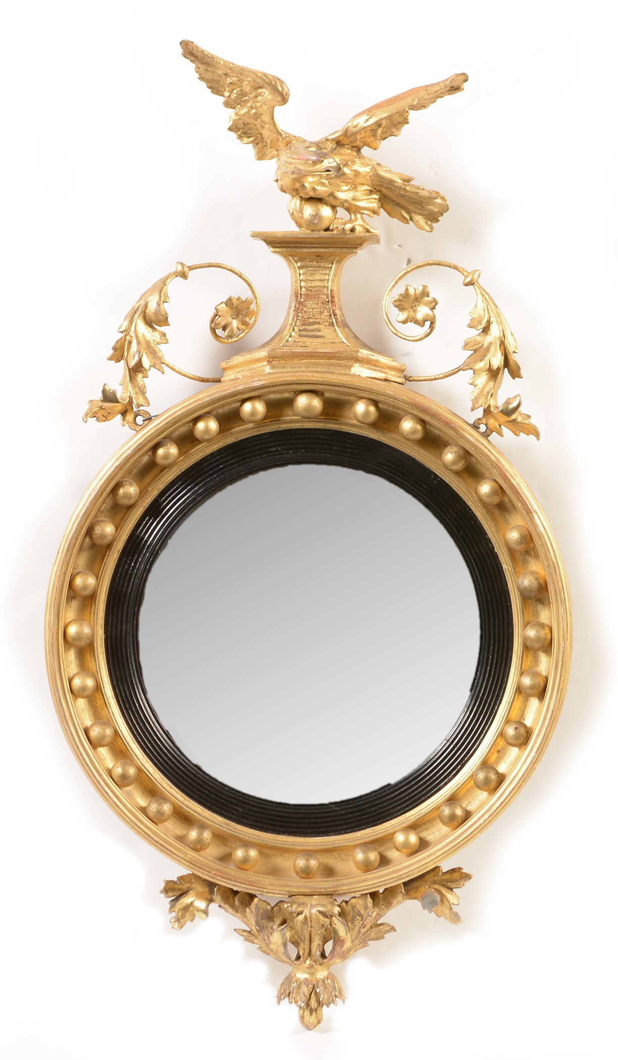 Regency giltwood and gesso convex mirror