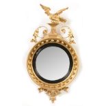 Regency giltwood and gesso convex mirror