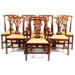 Set of eight 20th Century mahogany Chippendale style dining chairs