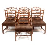 Set of seven late 19th Century ladderback mahogany dining chairs