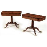 Pair of 19th Century rosewood and inlaid card tables.