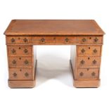 Victorian oak desk stamped Bulstrode, Cambridge