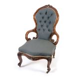 Victorian walnut showframe nursing chair