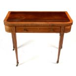20th Century rosewood and satinwood banded card table