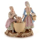 Meissen group cherubs and washtub