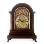 Mahogany cased bracket clock with Winterhalder & Hofmeier movement