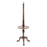 20th Century mahogany standard lamp with table