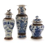 Three Chinese crackle-glaze vases