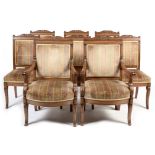 Eight late Victorian walnut dining chairs