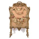 19th Century Chippendale style gilt gesso firescreen