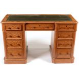 20th Century inverted breakfront satin birch desk