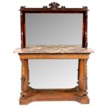 A Regency rosewood console table with mirror back