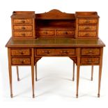 Edwardian walnut and satinwood inlaid writing desk