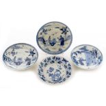 four Chinese export blue and white saucers