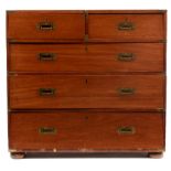 Late 19th Century mahogany and brass bound campaign chest