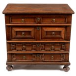 17th Century oak geometric front split chest of drawers,