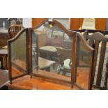 Mahogany framed triptych dressing table mirror.