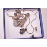 Silver charm bracelet and other jewellery