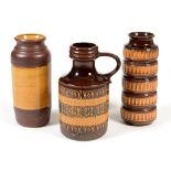 Three West German pottery vases