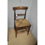 19th Century fruitwood and rush seated country dining chair.