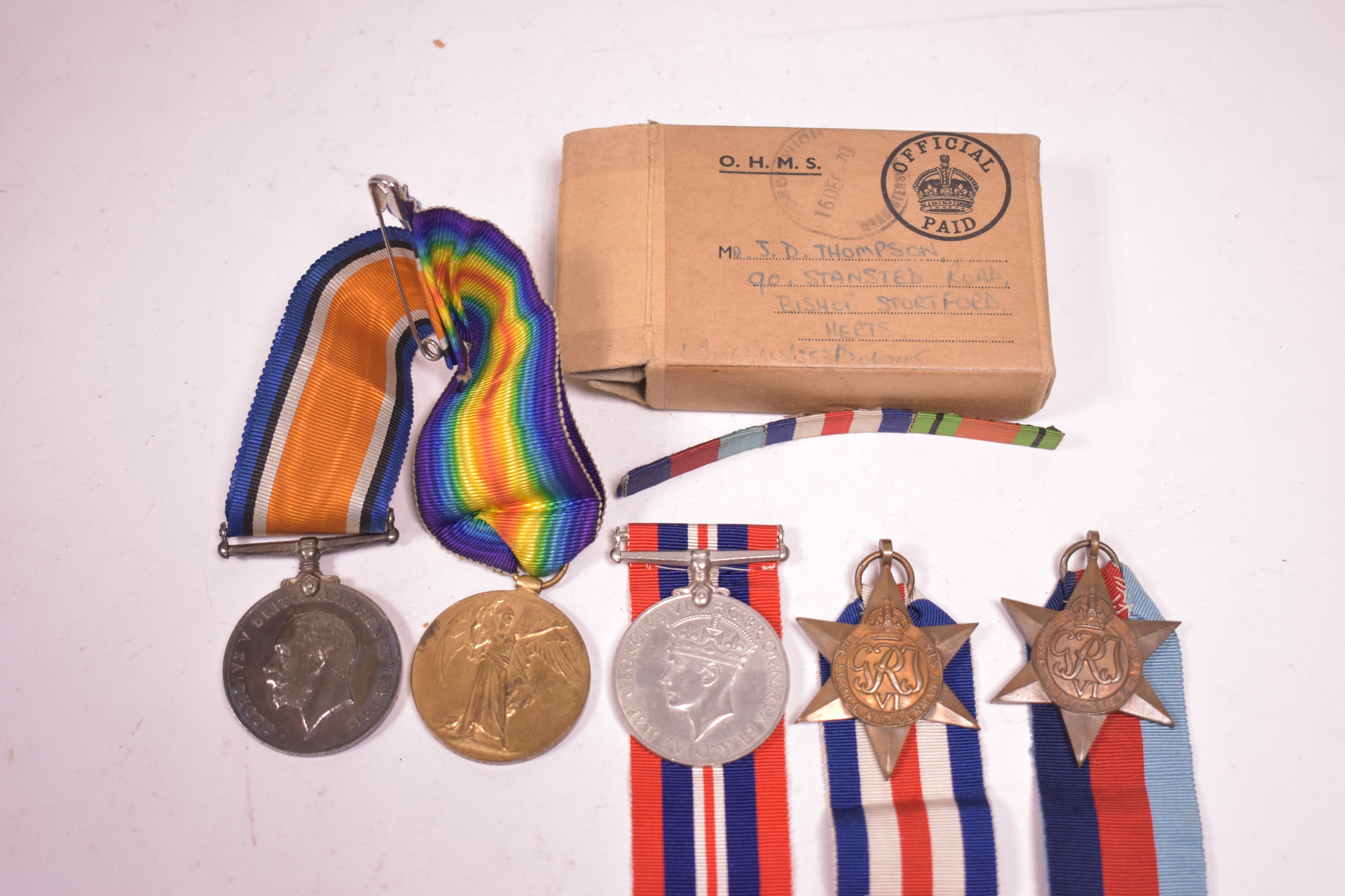 A pair of WWI GS medals and WWII medals