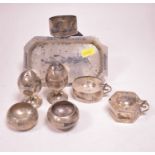 Persian silver condiments on tray