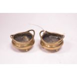 A pair of small Chinese bronze censers