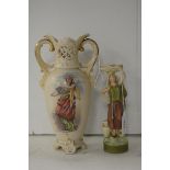 A Royal Dux vase and small figure