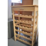 A pine wine rack